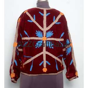 Veste d'hiver en velours brodée à la main de luxe pour femmes, respirante, artisanale, vêtements ethniques pour les mariages, les fêtes, les occasions festives - Product Image 5