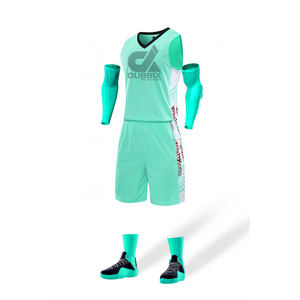 Ensemble de maillots de basket-ball personnalisés pour hommes, respirant, design sublimé vert, prix compétitif, shorts d'été, taille XS - Product Image 6