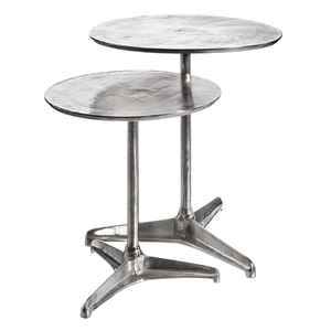 Juego de mesa auxiliar de aluminio, parte superior redonda con acabado de níquel, muebles de dormitorio de sala de estar hechos a mano para Hotel - Product Image 1