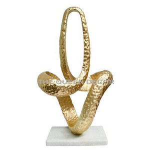 La mejor escultura de metal de aluminio de estilo moderno elegante con base de mármol, decoración decorativa chapada en oro para oficina y sala de estar - Product Image 5