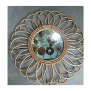 100% miroir suspendu en rotin naturel maison, miroir en verre de luxe écologique le plus vendu décor mural en rotin fabriqué à la main - Product Image 1