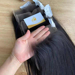 Paquete de extensión de materia prima de encaje suizo HD de un solo donante # 1B cierre frontal de cabello humano liso natural mejor precio al por mayor - Product Image 1