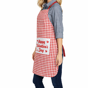 Delantales de Cocina Personalizados al por Mayor de Fábrica con Logotipo Impreso y Bordado, Delantales Ajustables de Tela a Cuadros de Algodón con 1 Bolsillo - Product Image 2