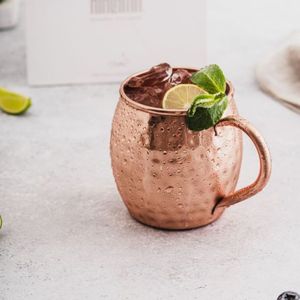 Ensemble de tasses Moscow Mule en cuivre martelé 16 oz, tasses en cuivre massif pur avec poignée en laiton, chopes à bière en métal de qualité alimentaire pour bar - Product Image 4