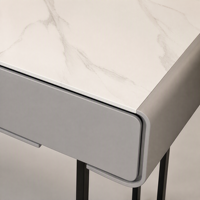 Ensemble coiffeuse haut de gamme en pierre frittée avec chaise rembourrée, bureau de maquillage intégré et rangement – Vente directe usine
