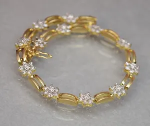4 CT Round Cut Moissanite Tennis Bracelet Yellow Gold Plated <b>Silver</b> for Weddings Parties Engagements Chic <b>Charm</b> Bracelets - Product Image 4