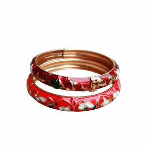 ชุดกำไลข้อมือเคลือบสีแดงเข้มแบบละเอียด - Product Image 3