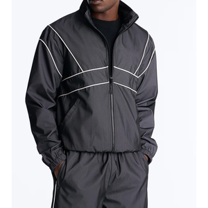 Ensemble veste et pantalon coupe ample imperméable personnalisé en nylon coupe-vent, survêtement de jogging réfléchissant pour homme, style urbain léger - Product Image 4