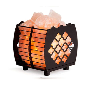 Cesta de madera natural, lámpara de sal del Himalaya, decoración elegante de cristal de roca con brillo calmante que promueve propiedades desintoxicantes - Product Image 4