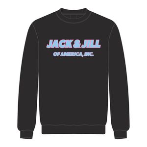 สเวตเชิ้ตคอกลมแจ็คแอนด์จิลแห่งอเมริกาสีดำปักลายสีน้ำเงินกำมะหยี่สีดำ Civic และองค์กรมืออาชีพ - Product Image 1