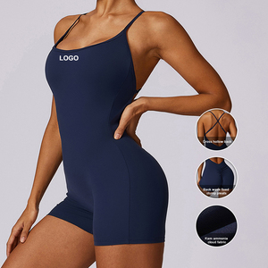 Custom Women Bodysuit Adjustable <b>Spaghetti</b> <b>Strap</b> Jumpsuits Cross Back Sleeveless Wear Women Running Fitness Yoga Wear Wholesale - Product Image 3