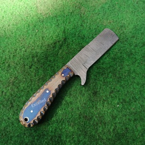 Cuchillo cortador de toro de acero de Damasco hecho a mano personalizado, cuchillo vaquero de hoja fija de caza para acampar con Funda de cuero, cuchillos japoneses - Product Image 4