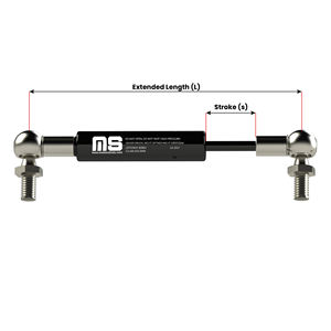 Amortiguador de Gas Industrial de Acero Negro MotionStruts LS14BJ-200-505-F1 27mm-14mm 505mm 19.88in 700N-2400N - Product Image 3