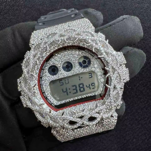 นาฬิกาข้อมือผู้ชายดีไซน์หรูทรงกลมระดับไฮเอนด์ ประดับเพชรโมอิสซาไนต์ VVS สีทอง สายหนัง ขนาด 40 มม. กันน้ำ พร้อมเพชรประดับเต็มเรือน จำหน่ายจำนวนมาก - Product Image 1