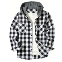 Manteau à carreaux matelassé boutonné vestes d'hiver à manches longues Sherpa polaire doublé à capuche flanelle chemise veste hommes