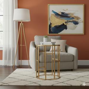 Juego de Mesas de Centro Modernas de Lujo con Acabado en Latón Satinado sobre Hierro y Vidrio Templado para Sala de Estar, Hotel, Decoración del Hogar - Product Image 2