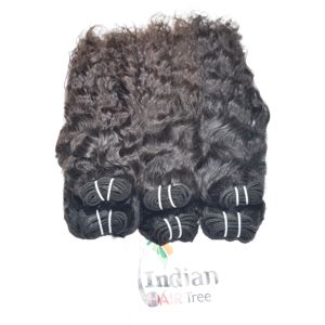 Extensions de cheveux humains naturels Remy indiens vierges bouclés, à cuticules alignées, couleur noire, qualité Temple, en gros - Product Image 2