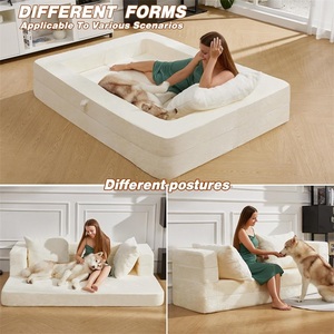 Sofá tipo PUF convertible 3 en 1, sofá <span class=keywords><strong>cama</strong></span> con suelo de piel sintética y 2 cojines para sala de estar, dormitorio, <span class=keywords><strong>cama</strong></span> para <span class=keywords><strong>perro</strong></span> - Product Image 6
