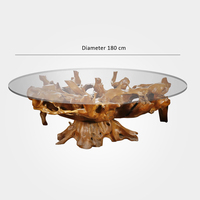 Table à manger minimaliste en bois, design racine d'arbre en teck recyclé, mobilier de maison pour hôtel, restaurant, usage extérieur, directement de l'usine