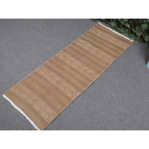 Tapis Kilim turc vintage 1,5x4,1 pi (47x126 cm), tapis en laine marron camouflage - Product Image 2