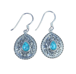 925 boucles d'oreilles en argent Sterling massif boucles d'oreilles en pierres précieuses Turquoise pour femmes filles balancent boucles d'oreilles en huître 925 bijoux estampillés - Product Image 1
