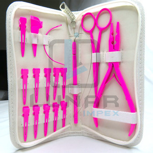 Kit d'outils d'extension de cheveux accrocheur de couleur rose vif avec accessoires personnalisés et étiquetage de marque personnalisé - Product Image 3