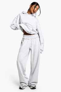 Joggers de pierna recta gris de alta calidad para mujer, tela de tacto suave de lana de felpa, pantalones de chándal de algodón 100% para mujer, pantalones y pantalones para mujer - Product Image 3