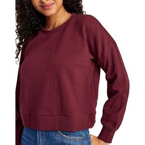Nueva llegada Crop Top Invierno Polar transpirable de talla grande sudaderas casuales de las mujeres de Pakistán cuello redondo servicio OEM 360g - Product Image 1