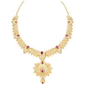 สร้อยคอหินทับทิมรูปทรงไมโครดีไซน์ลายดอกไม้ทำจากทองเหลืองชุบทองทองแดงเคลือบทองสำหรับเป็นของขวัญ - Product Image 4