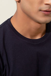 T-shirt à col rond anti-rides classique pour hommes, couleurs unies, tissu tricoté à manches courtes, grande taille pour superposer un logo personnalisé - Product Image 5