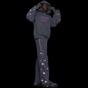 Vente en gros Respirant Personnalisé Hommes Casual Oversize Hoodies And Sweatpants Joggers Set Contrast Stitch Plain Cotton Tracksuit - Product Image 1