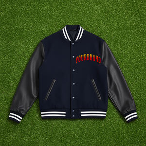 2025 recién llegado personalizado Chenille bordado Logo cuerpo de lana y mangas de cuero ropa informal chaqueta universitaria de béisbol para hombre - Product Image 1