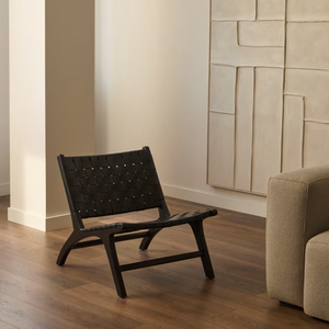 Chaise d'Appoint Contemporaine en Cuir Véritable Chaise Longue Couleur Noire Pour Salon Maison et Appartement Meubles - Product Image 3