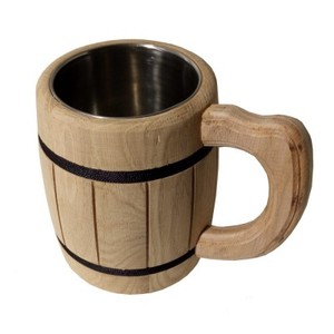 Tasse à café en bois vintage couples tasse pour articles de fête et grande taille et longue poignée avec pièce de forme ronde en forme de corde - Product Image 2
