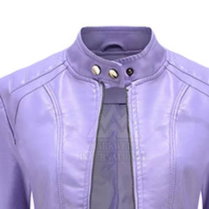 Customized Wholesale Fashion Women Solid Color Leather Jacket Custom Design Genuine Leather Fashion Jacket - Product Image 5