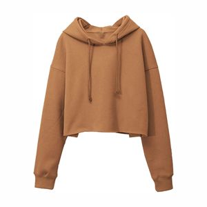 Women's Long Sleeve <b>Cropped</b> <b>Zip</b>-<b>Up</b> <b>Hoodie</b> Breathable Lined Sweatshirts Jackets for Winter & Spring Custom Logo on Front - Product Image 1