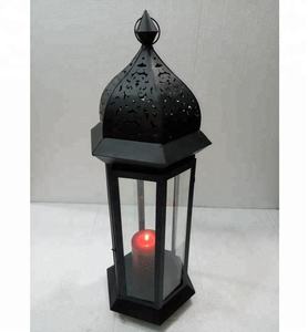Customized Antique Style Black Metal Glass Decorative Lantern Candle Holder for Valentine Decoration <b>Use</b> for Export - Product Image 2