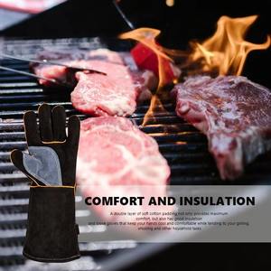 Guantes de Soldadura de Cuero Vacuno de Doble Capa Tamaño XL Directo de Fábrica, Guantes Largos Ignífugos con Forro Polar Grueso y Resistentes al Desgaste para Soldadores - Product Image 2