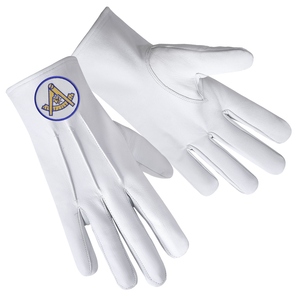 Past Master Blue Lodge Guantes 100% Algodón Emblema dorado Bordes azules Masonic Regalia Accesorios Fabricante mayorista al aire libre - Product Image 2