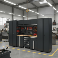 Banc de travail modulaire industriel pour garage avec tiroirs verrouillables, panneau perforé, armoire à outils en acier SPCC, personnalisable OEM