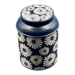 Decorative Floral Motif Metal <b>Tea</b> Storage Jar with Lid Stylish & Durable Container <b>Tea</b> Lovers Ideal <b>for</b> <b>Gifting</b> and Home Use - Product Image 1