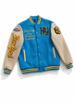 Veste en cuir de haute qualité, manches en cuir, logo personnalisé OEM, broderie, manches en cuir, veste de baseball varsity