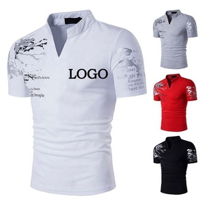 เสื้อยืดแขนสั้นผ้าไมโครไฟเบอร์สำหรับผู้ชายเสื้อคอตตอนแขนสั้นคอตั้งครึ่งแขนสำหรับผู้ชายเสื้อผ้าแนวสตรีท - Product Image 5