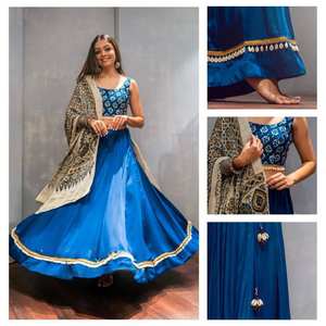 Navratri Diseñador especial Ropa de fiesta Fancy Santoon Impresión digital y Kodi Lace Lehenga & Muslin Choli con muselina Impreso Dupatta - Product Image 5