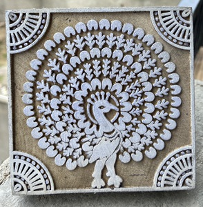 Tampon en bois de teck artisanal à motif de paon |   Tissu indien en bloc, papier, estampage à la main sur la paume - Product Image 2