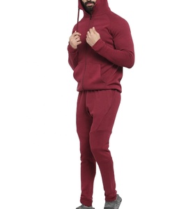 Nouveaux ensembles de survêtements pour hommes en molleton 100% coton épais avec fermeture éclair, couleur unie, hiver, logo personnalisé, grandes tailles - Product Image 2