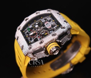 นาฬิกาเพชรสีเหลืองระดับไฮเอนด์สำหรับผู้ชายนาฬิกาผู้ชายประดับด้วยเพชรธรรมชาติ - Product Image 2