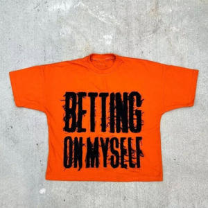 T-shirt court personnalisé pour homme en coton, col en V, coupe carrée, avec broderie, imprimé, patchwork en maille cousue et appliqué, et motifs découpés - Product Image 3