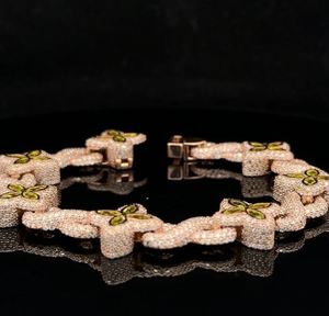 14k Gold Moissanite Diamond <b>Bracelet</b> with Princess Cut Diamonds Hiphop Style Featuring Fancy Pendants or <b>Charms</b> - Product Image 3