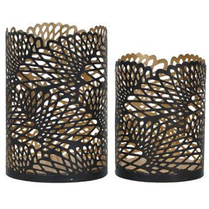 Porte-bougie votif en métal noir fait à la main avec un motif floral découpé au laser complexe, en fer décoratif pour la décoration de la maison et les événements - Product Image 5